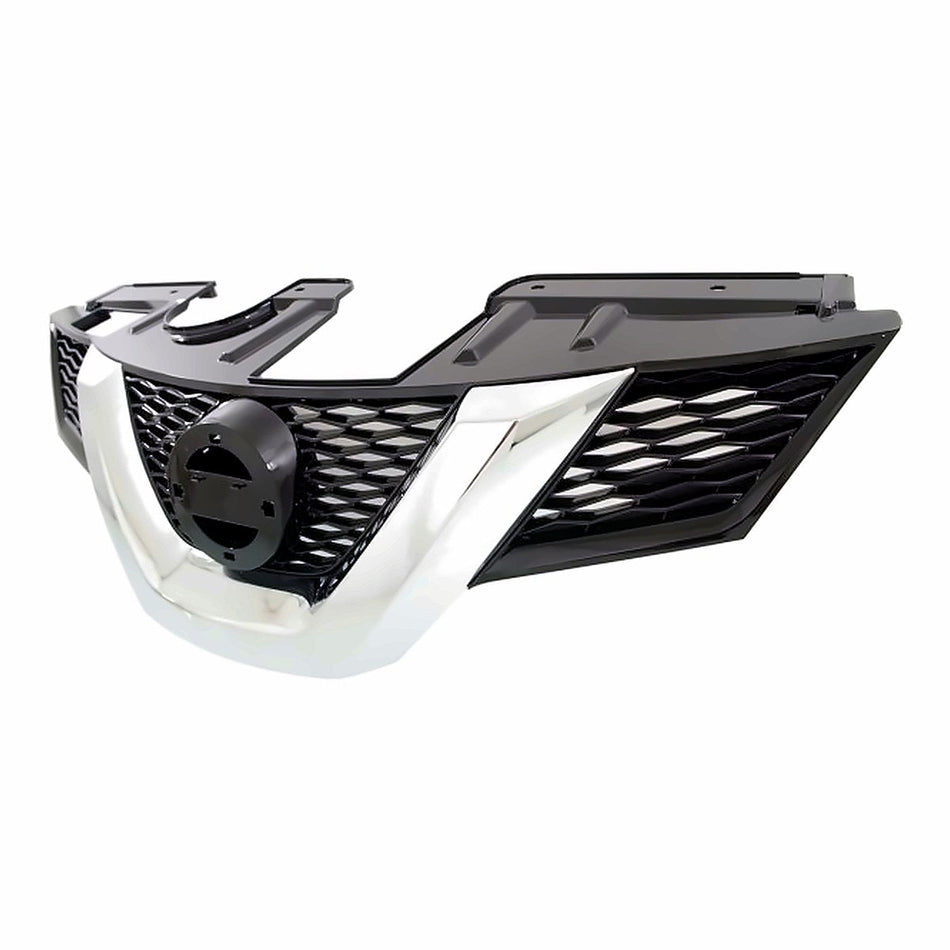 2014-2015 Nissan Rogue Grille Painted Black With Chrome Moulding Without Camera Hole – Side View (NI1200258)