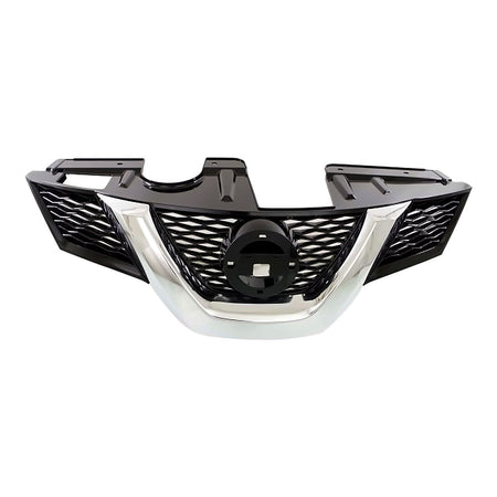 2014-2016 Nissan Rogue Grille Painted Black With Chrome Moulding With Camera Hole – Front View (NI1200259)