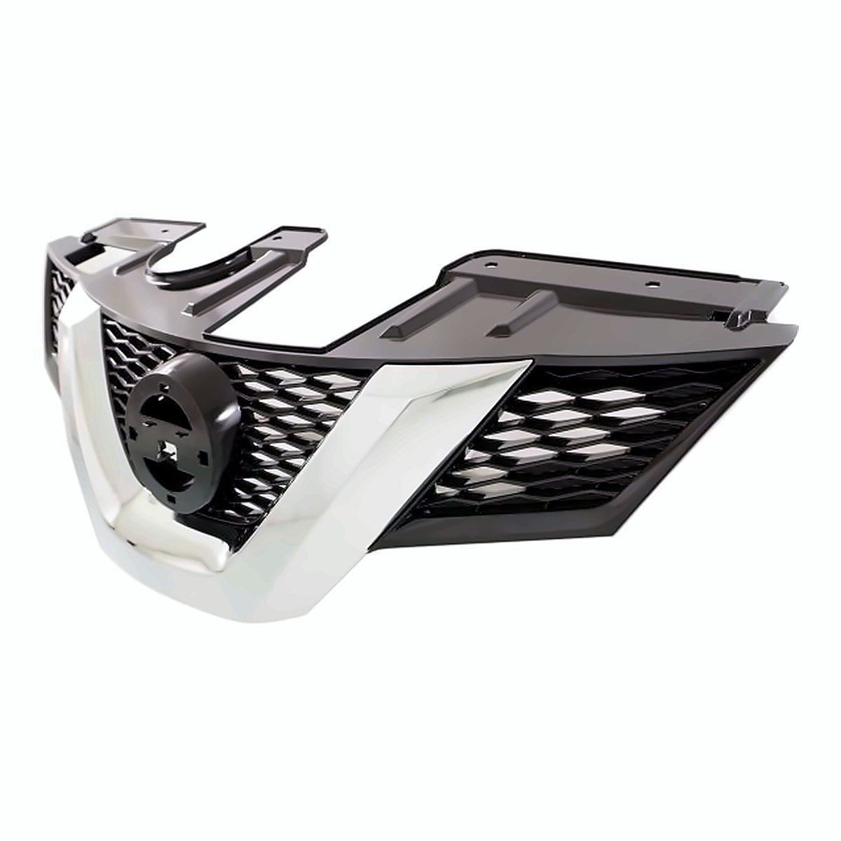 2014-2016 Nissan Rogue Grille Painted Black With Chrome Moulding With Camera Hole – Side View (NI1200259)