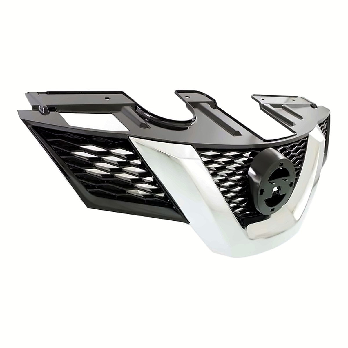 2014-2016 Nissan Rogue Grille Painted Black With Chrome Moulding With Camera Hole – Side View (NI1200259)