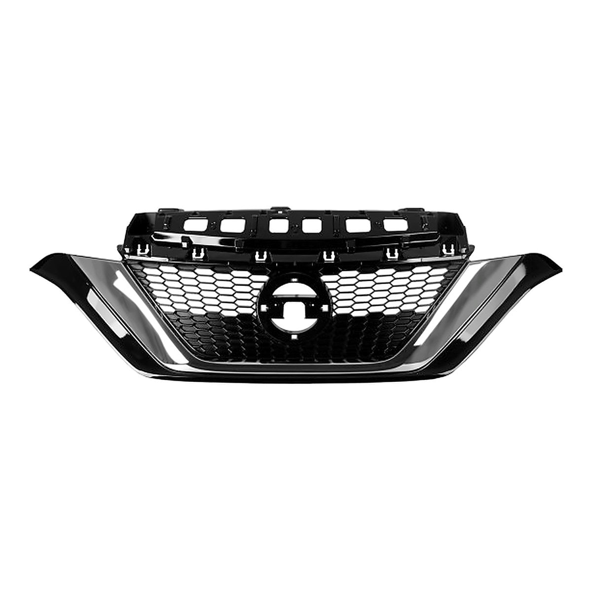 2017-2019 Nissan Versa_Hatchback Grille Ptd Black With Chrome Moulding – Front View (NI1200290)