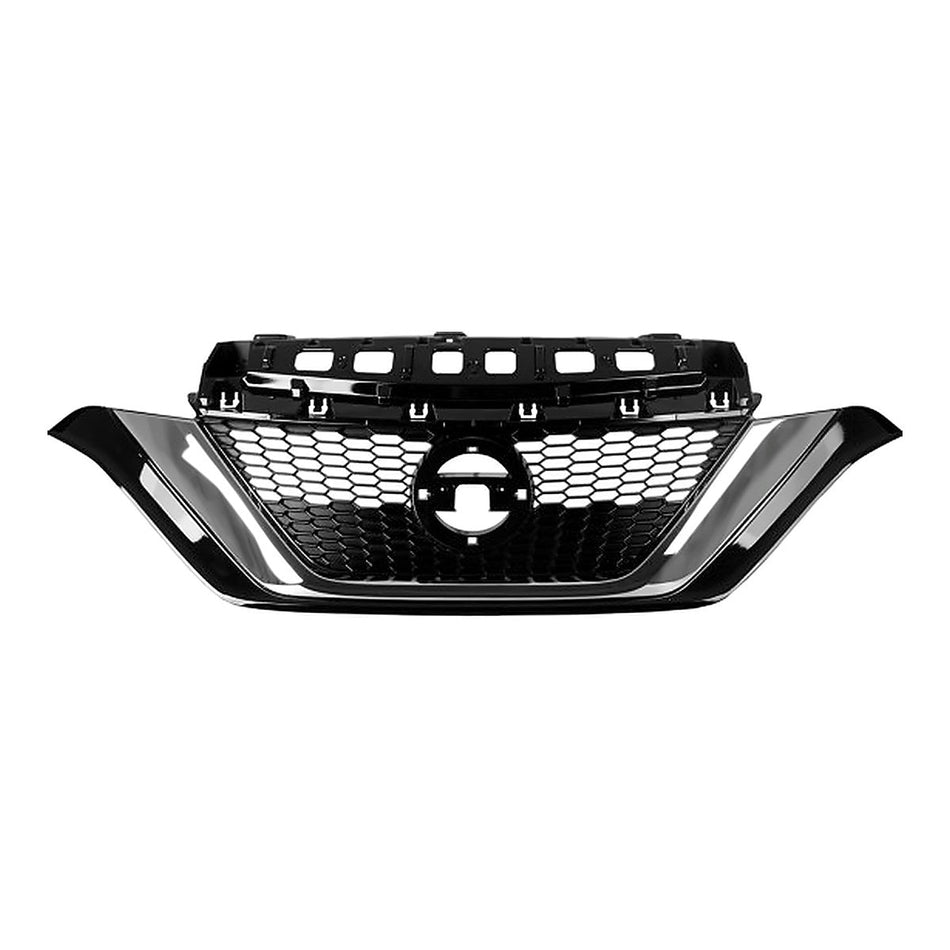 2017-2019 Nissan Versa_Hatchback Grille Ptd Black With Chrome Moulding – Front View (NI1200290)