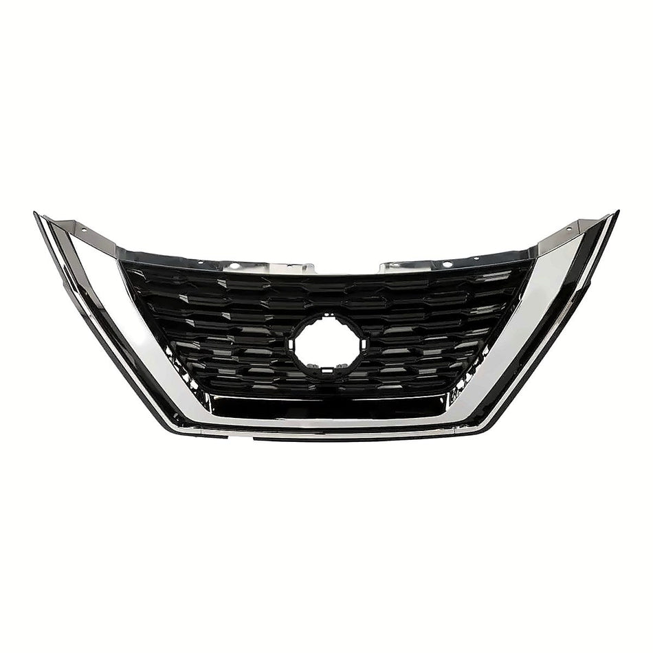 2021-2023 Nissan Rogue Grille Front Gloss Black With Chrome Molding Without Camera Us Built – Front View (NI1200322)