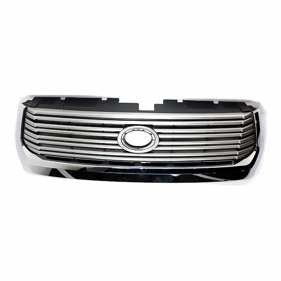 2014-2017 Toyota Tundra Grille Painted Silver-Gray With Chrome Moulding 8Bars Limited Model – Front View (TO1200374)