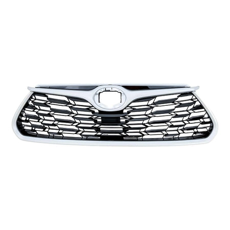 2020-2025 Toyota Highlander Grille Front Ptd Black With Gloss Silver Molding L/Le/Xle – Front View (TO1200455)