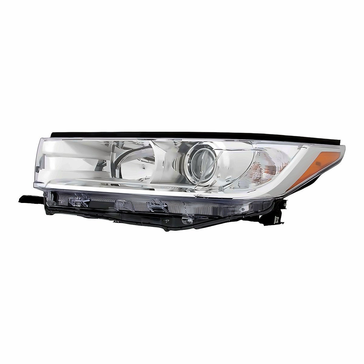 2017-2019 Toyota Highlander Headlight Driver Side With Smoked Chrome With Chrome Bezel Without Led Drl Le/Le Plus/Xle Model – Detail View (TO2502251)