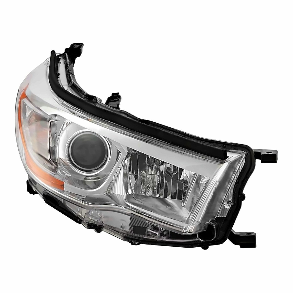 2014-2016 Toyota Highlander Headlight Passenger Side With Bright Chrome Bezel – Angle View (TO2503221)