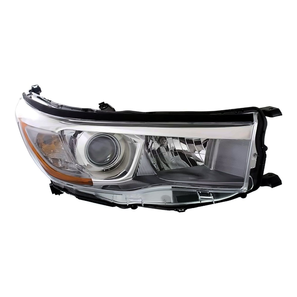 2014-2016 Toyota Highlander Headlight Passenger Side With Smoked Chrome Bezel – Side View (TO2503225)