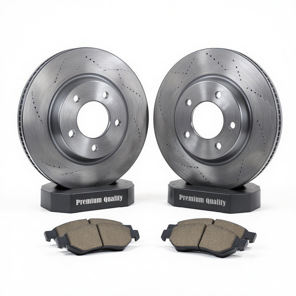 1992-1996 Pontiac Bonneville Front Brake Set Brake Pad And Rotor — includes premium drilled and slotted rotors with high-quality brake pads, OEM GRADE construction.