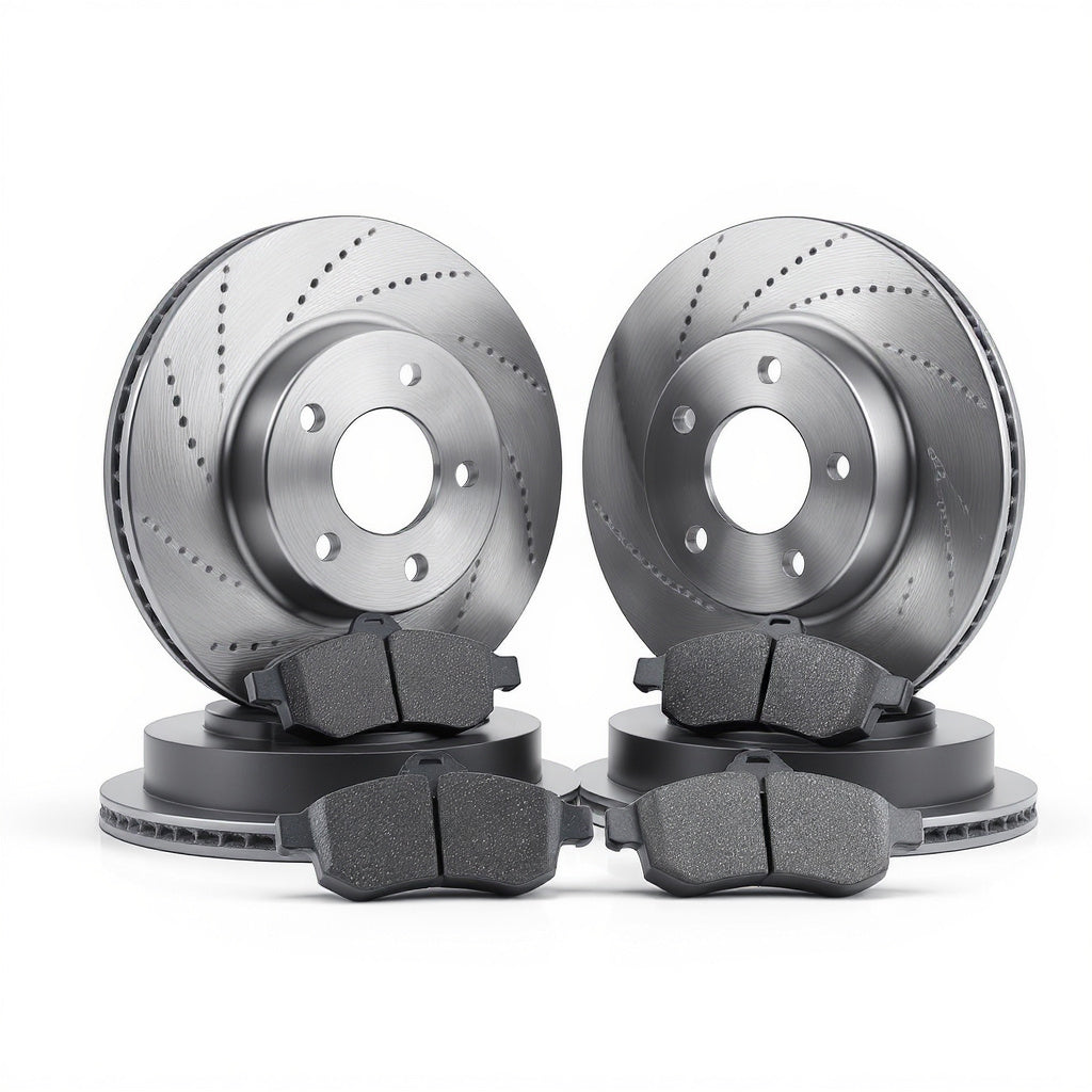 2007-2011 Nissan Pathfinder Front Brake Set Brake Pad And Rotor — includes premium drilled and slotted rotors with high-quality brake pads, engineered for power and durability.