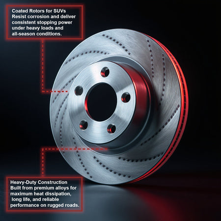 Coated front brake rotor — corrosion-resistant surface, premium materials, and OEM GRADE fitment for 2012-2014 Toyota Fj Cruiser Front Brake Set Brake Pad And Rotor.