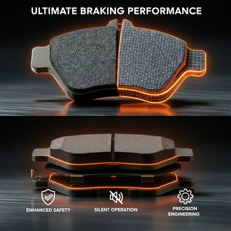 Close-up of rear SUV brake pads for 2005-2011 Hyundai Tucson Rear Brake Set Brake Pad And Rotor showing precision engineering, smooth engagement, and low-dust performance.