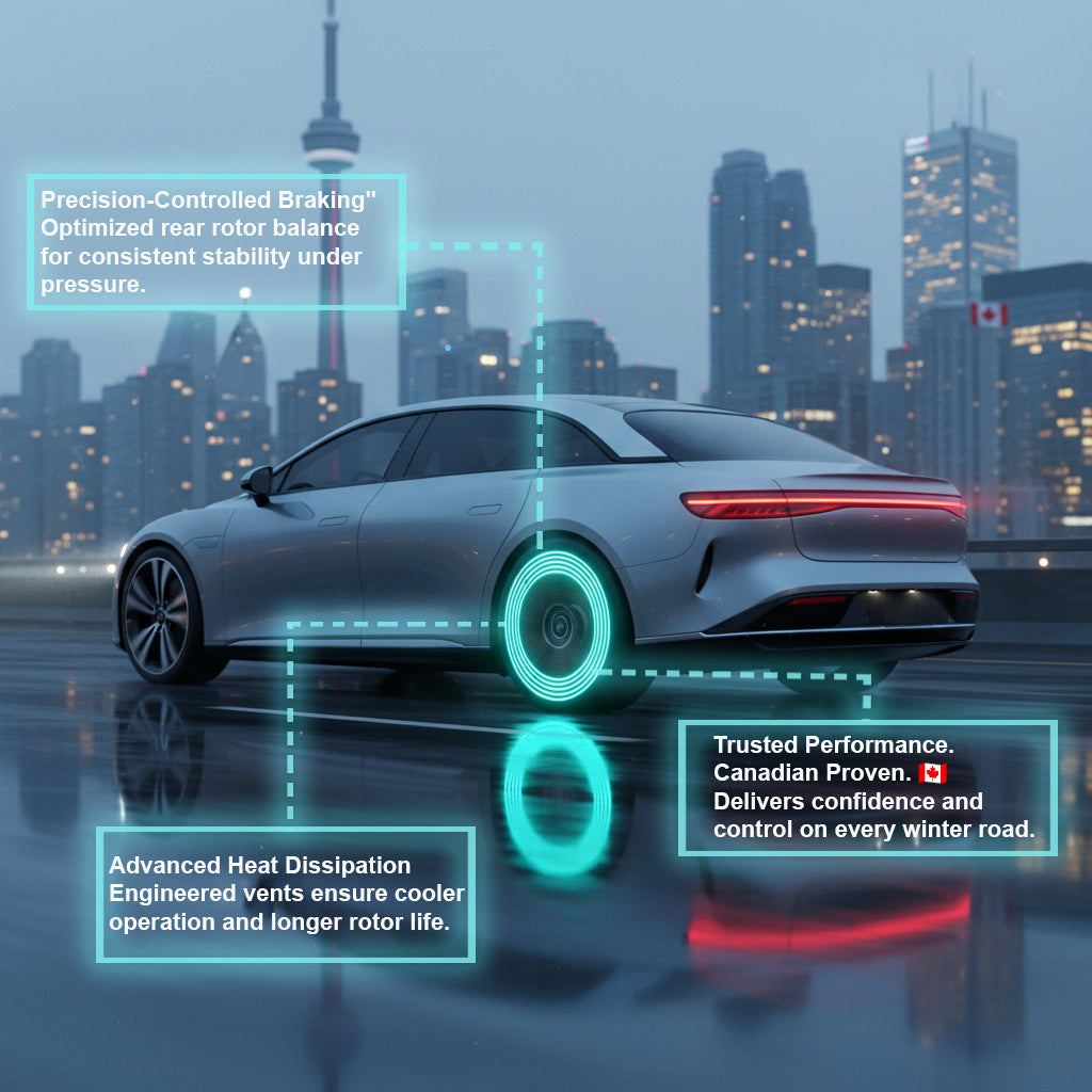 Rear brake kit installed on vehicle demonstrating reliable braking performance for 2020 Audi A5 Sportback Rear Brake Set Brake Pad And Rotor — designed for Canadian driving conditions.