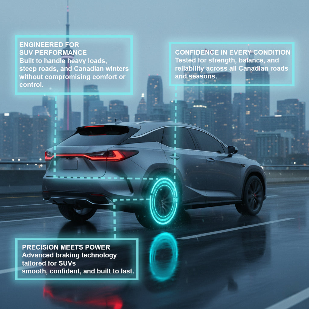 2018-2019 Ford Transitt-150 Wagon Rear Brake Set Brake Pad And Rotor on Canadian road demonstrating rear brake kit performance — tuned for towing stability, reliable stopping, and all-season conditions.